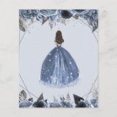 Budget Dusty Blue Princess Sweet 16 Uitnodiging (Achterkant)