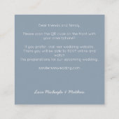 Budget Dusty Blue QR Code Bruiloft uitnodiging (Achterkant)