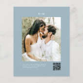 Budget Dusty Blue QR Code Foto Bruiloft Flyer (Achterkant)