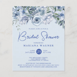 Budget Dusty Blue Romantisch Bloemen Vrijgezellenf