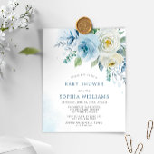 Budget Dusty Blue Roos Baby shower Invitation