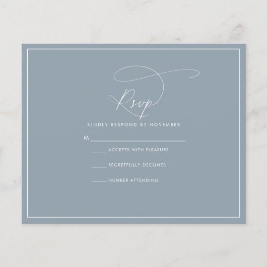 Budget Dusty Blue RSVP Flyer (Voorkant)
