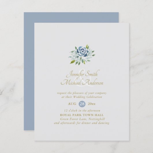 BUDGET Dusty Blue Sage Floral Bouquet Wedding (Voorkant / Achterkant)