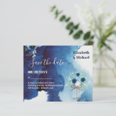 BUDGET Dusty Blue Save Dates Monochromatic Wedding (Staand voorkant)