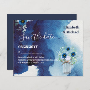 BUDGET Dusty Blue Save Dates Monochromatic Wedding