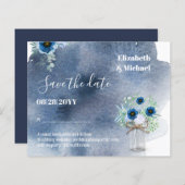 BUDGET Dusty Blue Save Dates Monochromatic Wedding (Voorkant / Achterkant)