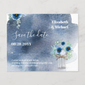 BUDGET Dusty Blue Save Dates Monochromatic Wedding (Voorkant)