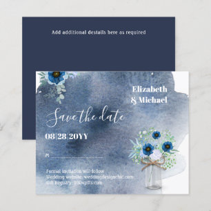 BUDGET Dusty Blue Save Dates Monochromatic Wedding