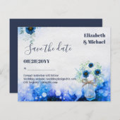 BUDGET Dusty Blue Save Dates Monochromatic Wedding (Voorkant / Achterkant)