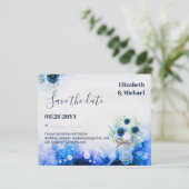 BUDGET Dusty Blue Save Dates Monochromatic Wedding (Staand voorkant)