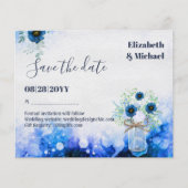 BUDGET Dusty Blue Save Dates Monochromatic Wedding (Voorkant)