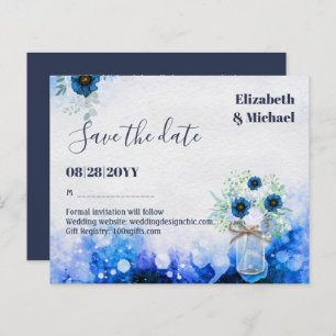 BUDGET Dusty Blue Save Dates Monochromatic Wedding