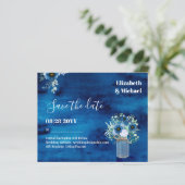 BUDGET Dusty Blue Save Dates Monochromatic Wedding (Staand voorkant)