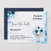BUDGET Dusty Blue Save Dates Rustic Wedding (Voorkant / Achterkant)