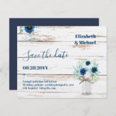 BUDGET Dusty Blue Save Dates Rustic Wedding (Voorkant / Achterkant)