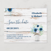 BUDGET Dusty Blue Save Dates Rustic Wedding (Voorkant)