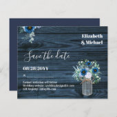 BUDGET Dusty Blue Save Dates Rustic Wedding (Voorkant / Achterkant)
