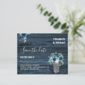 BUDGET Dusty Blue Save Dates Rustic Wedding (Staand voorkant)