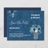 BUDGET Dusty Blue Save Dates Rustic Wedding (Voorkant / Achterkant)