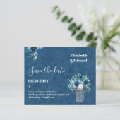 BUDGET Dusty Blue Save Dates Rustic Wedding (Staand voorkant)