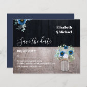 BUDGET Dusty Blue Save Dates Rustic Wedding (Voorkant / Achterkant)