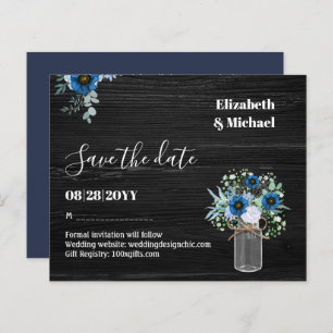 BUDGET Dusty Blue Save Dates Rustic Wedding