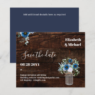 BUDGET Dusty Blue Save Dates Rustic Wedding
