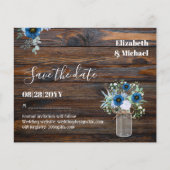 BUDGET Dusty Blue Save Dates Rustic Wedding (Voorkant)
