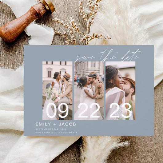 Budget Dusty Blue Save the Date 3 Foto
