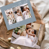 Budget Dusty Blue Save the Date 3 Foto Flyer
