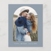 Budget Dusty Blue Save the Date Foto Aankondiging (Voorkant)