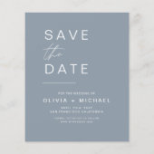 Budget Dusty Blue Save the Date Foto Aankondiging Flyer (Achterkant)