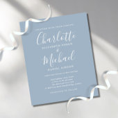 Budget Dusty Blue Script Photo Weduwen Invitation