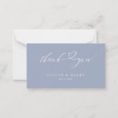 Budget Dusty Blue Script Wedding Dank u kaarten Notitiekaartje (Voorkant)