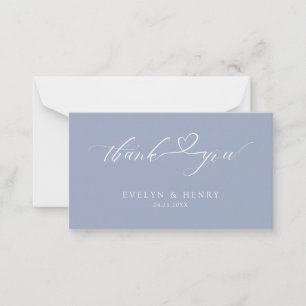 Budget Dusty Blue Script Wedding Dank u kaarten Notitiekaartje