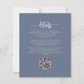 Budget Dusty Blue Silver Floral QR Code Wedding (Achterkant)