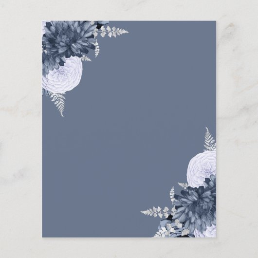 Budget Dusty Blue Silver Floral Save the Date (Achterkant)