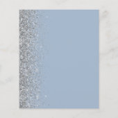 Budget Dusty Blue Silver Glitter Edge Wedding Menu (Achterkant)