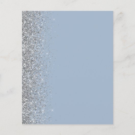 Budget Dusty Blue Silver Glitter Save the Date (Achterkant)