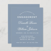 Budget Dusty Blue Simple Verloving Invitation (Voorkant / Achterkant)