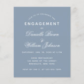 Budget Dusty Blue Simple Verloving Invitation (Voorkant)