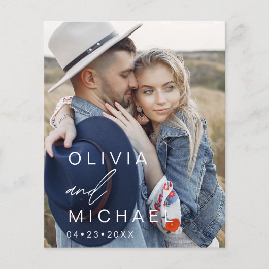 Budget Dusty Blue Typografie Save the Date Foto (Voorkant)