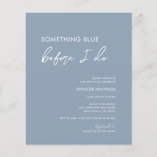 Budget Dusty Blue voordat ik Vrijgezellenfeest doe Flyer (Voorkant)