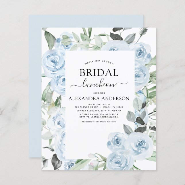 Budget Dusty Blue Vrijgezellenfeest Luncheon (Voorkant / Achterkant)