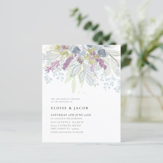 Budget Dusty Blue Waterverf Foliage Bruiloft (Staand voorkant)