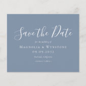 BUDGET Dusty Blue Weddenschap Save the Date (Voorkant)