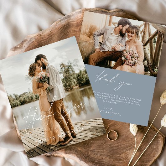 Budget Dusty Blue Wedding 2 foto's Dank u kaarten