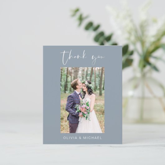 Budget Dusty Blue Wedding Dank u Foto (Staand voorkant)