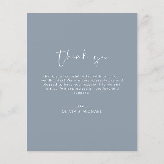 Budget Dusty Blue Wedding Dank u Foto (Achterkant)