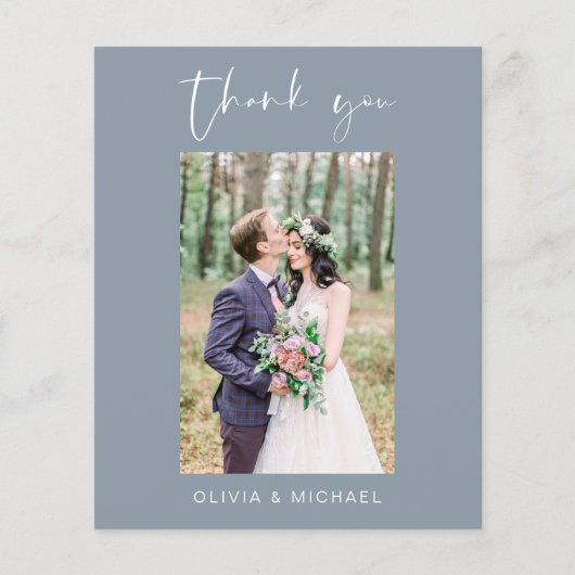 Budget Dusty Blue Wedding Dank u Foto (Voorkant)